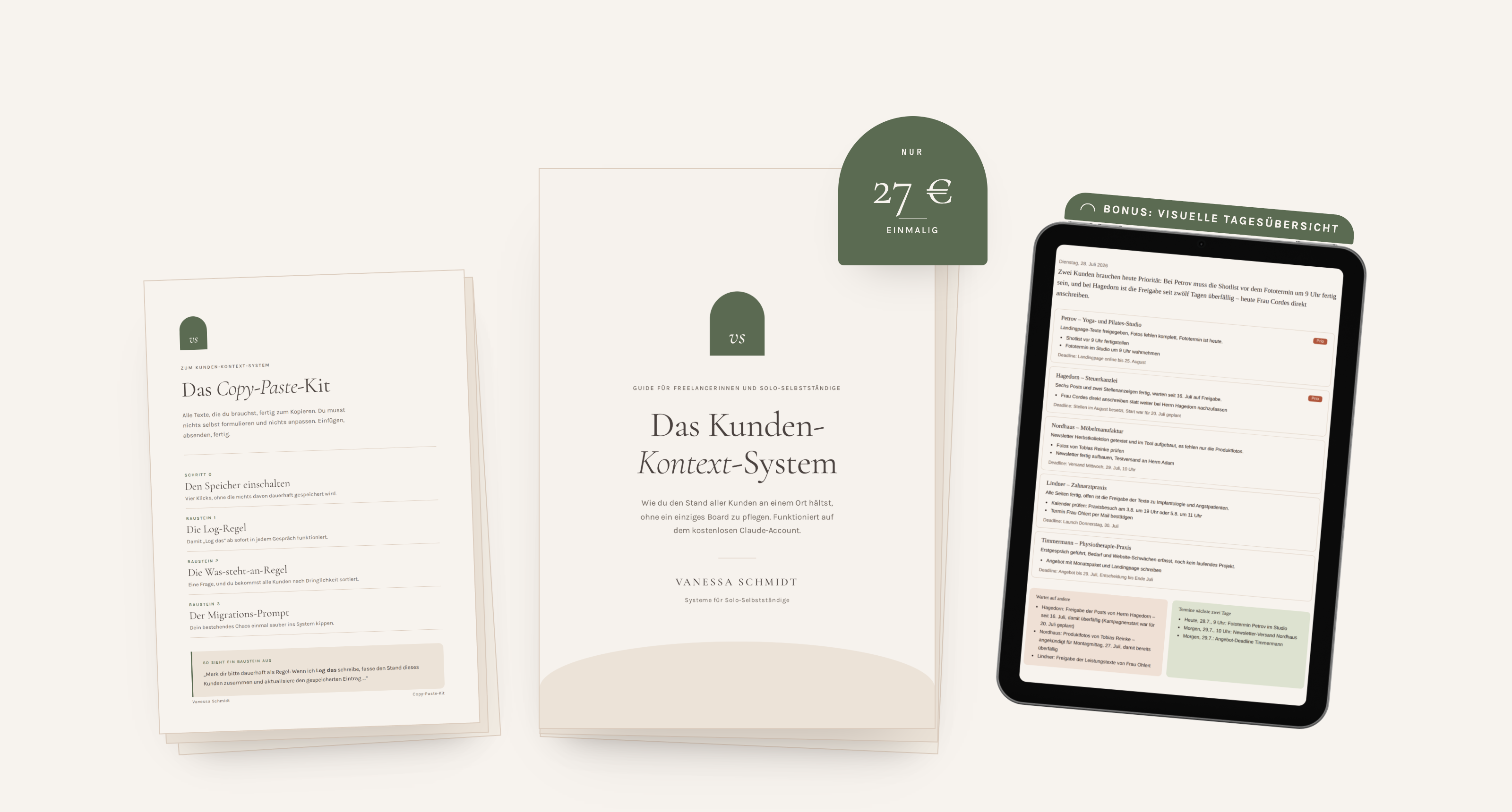 Das Kunden-Kontext-System: PDF-Guide, Copy-Paste-Kit und Bonus-Tagesübersicht im iPad, für 27 Euro